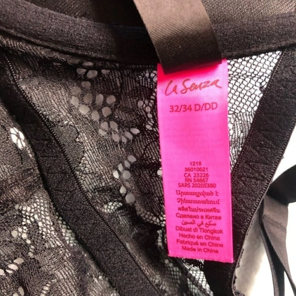 𝅺💕2/$35 💕 NWOT La Senza Black Lace Front Zipper Closure Bra Top 32/34/D/DD - Picture 4 of 4